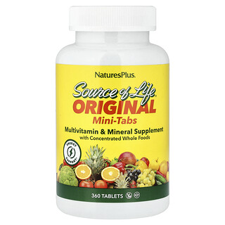 NaturesPlus, Source of Life®, Minicomprimidos originales, Suplemento multivitamínico y mineral, 360 comprimidos