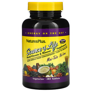 Nature's Plus, Source of Life, Multi-Vitamin & Mineral Supplement, No Iron, 180 Tablets
