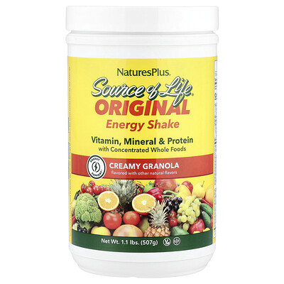 NaturesPlus, Source of Life®, Batido energético original, Granola cremosa, 507 g (1,1 lb)