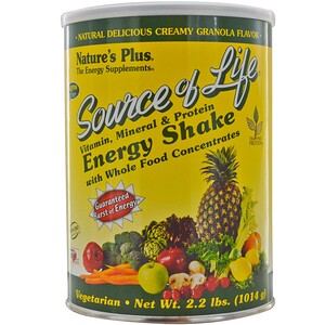 Отзывы о Натурес Плюс, Source of Life, Vitamin, Mineral & Protein Energy Shake, Creamy Granola Flavor, 2.2 lbs (1014 g)
