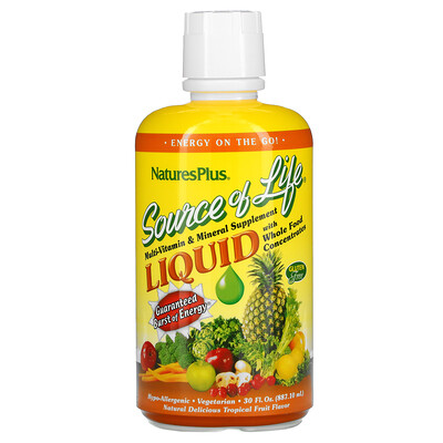 

NaturesPlus Source of Life Liquid Multi-Vitamin & Mineral Supplement with Whole Food Concentrates Tropical Fruit 30 fl oz (887.10 ml)