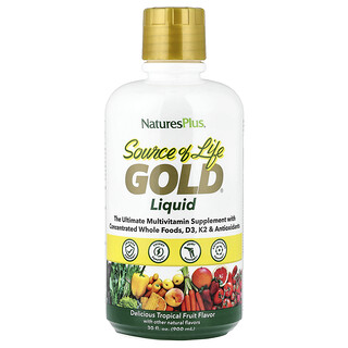 NaturesPlus, Source of Life，黃金®液體，熱帶水果味，30 液量盎司（900 毫升）