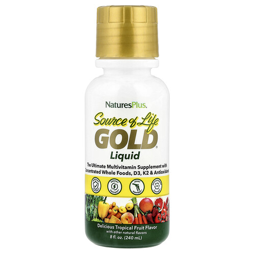 Naturesplus Source of Life, Gold® Liquid, Tropical Fruit, 8 fl oz (240 ml)