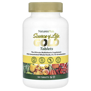 NaturesPlus, Source of Life®, Gold, Le complément multivitaminé par excellence, 180 comprimés