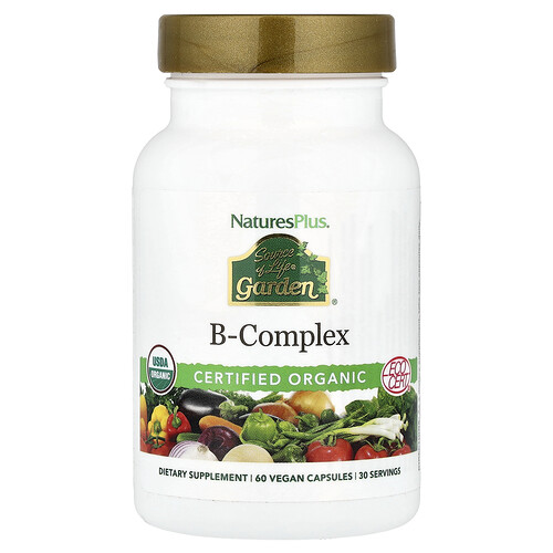 NaturesPlus, Source of Life® Garden, Organic B-Complex, 60 Vegan Capsules