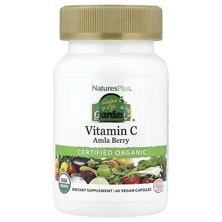 NaturesPlus, Source of Life Garden®, Vitamina C, Baya de grosellero de la India, 60 cápsulas veganas