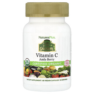 NaturesPlus, Source of Life Garden®, Vitamina C, Baya de grosellero de la India, 60 cápsulas veganas