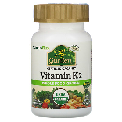 Nature's Plus Source of Life, Garden, Vitamin K2 (витамин К2), 60 растительных капсул