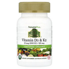 Source of Life® Garden, органічні вітаміни D3 та K2, 60 веганських капсул