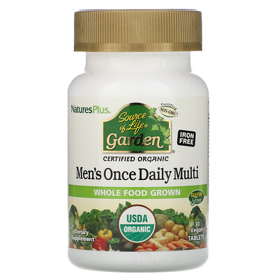 Nature's Plus Source of Life Garden, мультивитамины для мужчин для приема один раз в день, 30 веганских таблеток