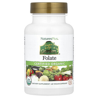 NaturesPlus, Source of Life®，花园，叶酸，60 粒全素胶囊