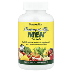 Source of Life Men®, мультивітамінно-мінеральна добавка з концентрованими цільними продуктами, без заліза, 120 таблеток