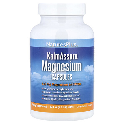 NaturesPlus, KalmAssure®, Magnesio, 120 cápsulas veganas (105 mg por cápsula)