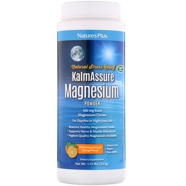 Nature's Plus‏, Kalmassure, Magnesium Powder, Orange Flavor, 400 mg, 1.15 lbs (522 g)