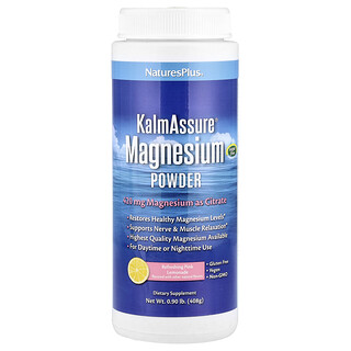 NaturesPlus, KalmAssure®, Σκόνη Μαγνησίου, Δροσιστική Ροζ Λεμονάδα, 408 γρ.