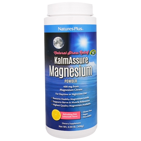 Nature's Plus, Kalmassure, Порошок Цитрата Магния, Розовый Лимонад, 400 мг, 0,90 фунта (408 г)