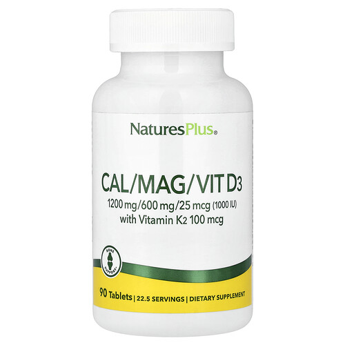 Naturesplus Cal/Mag/Vit D3 with Vitamin K2, 90 Tablets