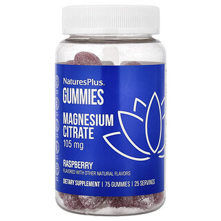 NaturesPlus, jeleuri cu citrat de magneziu, zmeură, 75 de jeleuri (35 mg per jeleu)