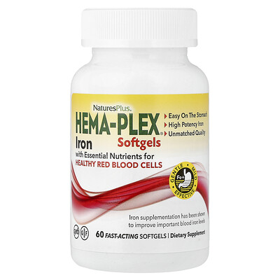 Product Image for NaturesPlus, Hema-Plex Iron, 60 Fast-Acting Softgels