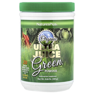NaturesPlus, Ultra Juice Green® orgánico en polvo, 300 g (0,66 lb)
