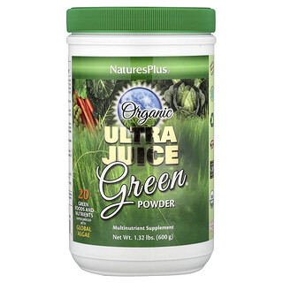 NaturesPlus, Bubuk Hijau Jus Ultra Organik, 600 g (1,32 pon)