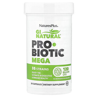 NaturesPlus, GI Natural® Probiotic Mega, Probiotikum, 120 Milliarden KBE, 30 Kapseln