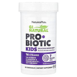 NaturesPlus, GI Natural®, пробиотик для детей, со вкусом ягод, 30 жевательных таблеток