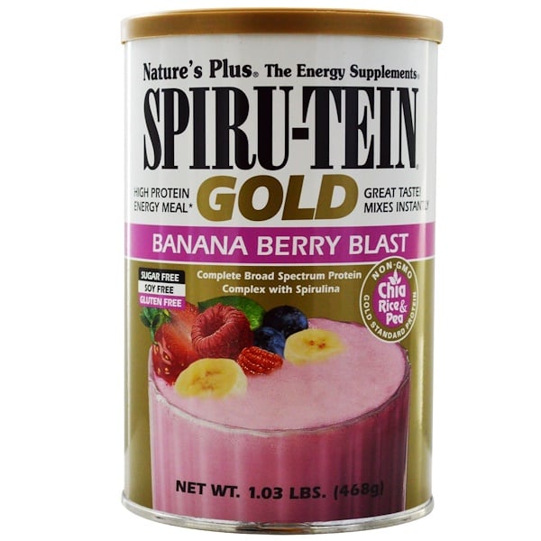 Nature's Plus, Spiru-Tein Gold, High Protein Energy Meal, Banana Berry Blast, 1.03 lb (468 g) (Discontinued Item) 