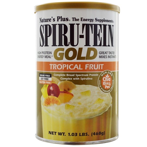 Nature's Plus, Spiru-Tein Gold, High Protein Energy Meal, Tropical Fruit, 1.03 lbs (468 g) (Discontinued Item) 