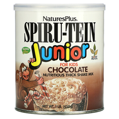 

NaturesPlus Spiru-Tein Junior, смесь для приготовления питательных густых коктейлей, шоколад, 450 г (1 фунт)
