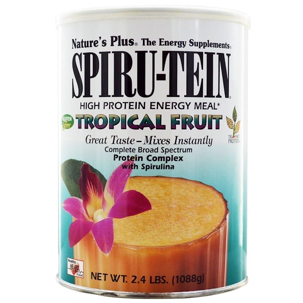 Nature's Plus, Spiru-Tein, высокопротеиновая энергетическая пища, тропический фрукт 2.4 фунта (1088 г) (Discontinued Item) 