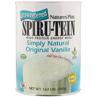 Nature's Plus, Spiru-Tein, Comida de Alta Proteína para Energía, Vanilla Natural Original, Sin Endulzar, 1.63 lbs (740 g)