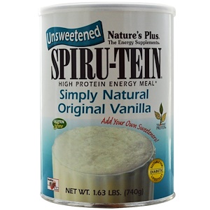 Nature's Plus, Сыворотка Spiru-Tein, питание с высоким содержанием белка, со вкусом простой настоящей ванили, несладкая, 740 г