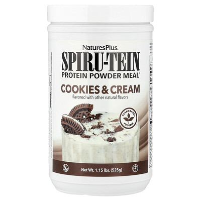 NaturesPlus, Spiru-Tein®, Harina de proteína en polvo, Galletas y crema, 525 g (1,15 lb)