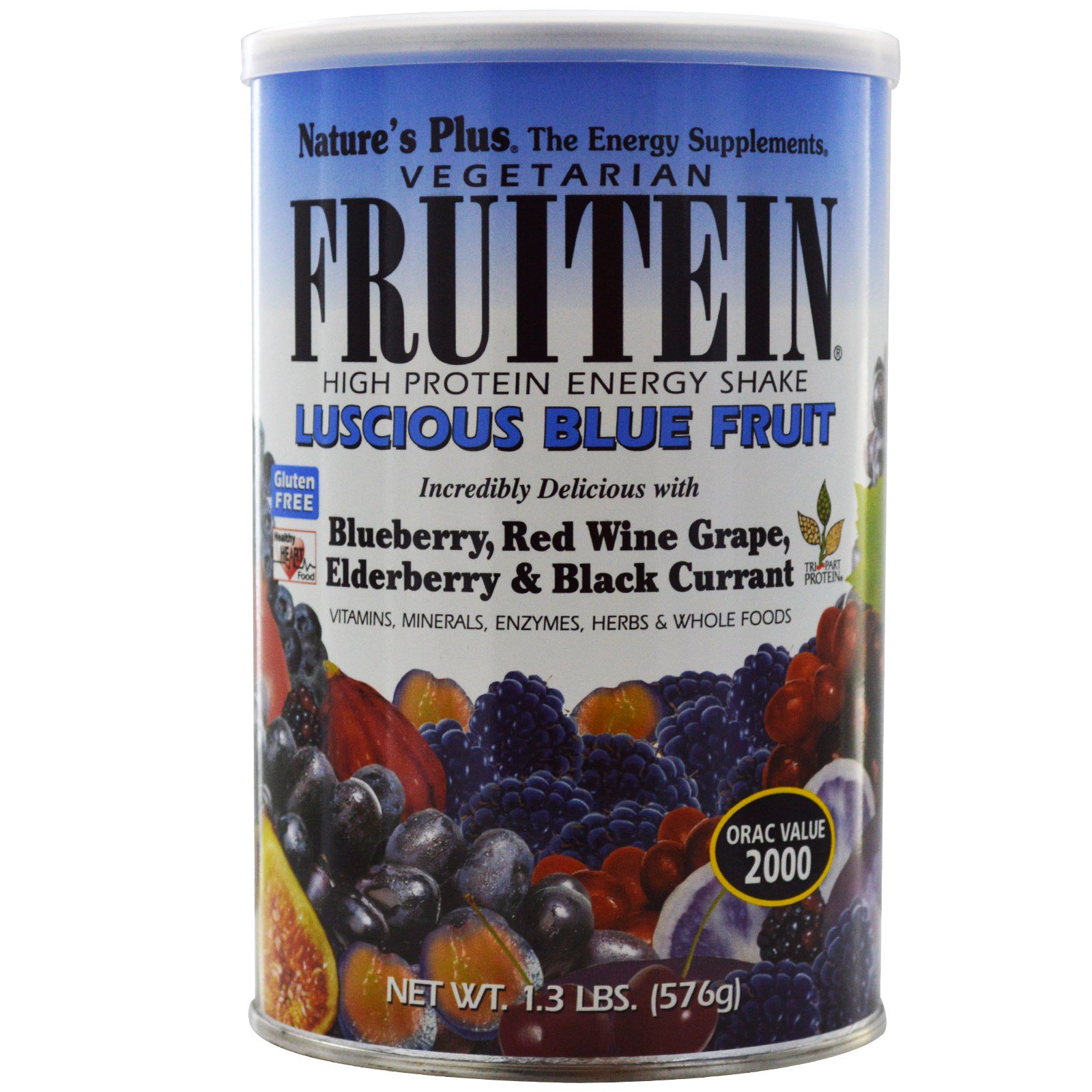Nature's Plus, Fruitein, High Protein Energy Shake, Luscious Blue Fruit