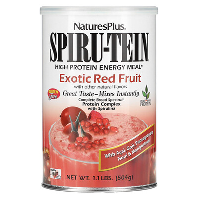 

NaturesPlus, Spiru-Tein, High Protein Energy Meal, Exotic Red Fruit, 1.1 lbs (504 g)