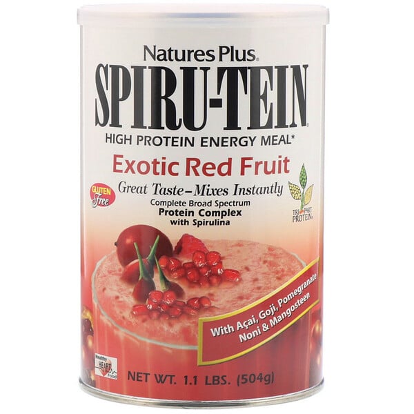 Nature's Plus‏, وجبة Exotic Red Fruit الغنية ببروتين سبيروتين، 1.1 رطل (504 جم)