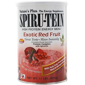 Nature's Plus, Сыворотка Spiru-Tein, питание с высоким содержанием белка, экзотические красные ягоды, 504 г