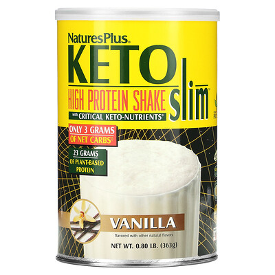 

NaturesPlus, Keto Slim, High Protein Shake, Vanilla, 0.8 lb (363 g)