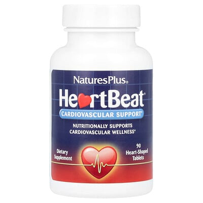 NaturesPlus, HeartBeat, Refuerzo cardiovascular, 90 comprimidos en forma de corazón