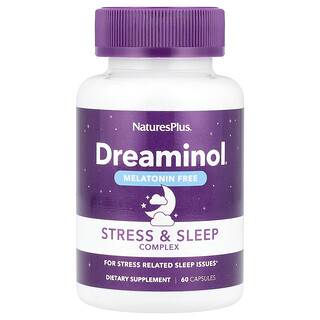 NaturesPlus, Dreaminol®，壓力和睡眠支援複合物，無褪黑荷爾蒙，60 粒膠囊
