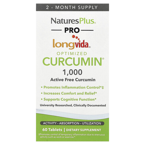 NaturesPlus, Pro Longvida® Optimized Curcumin® 1000, 1.000 mg, 60 Tabletten