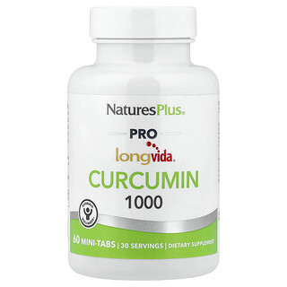NaturesPlus, Pro Longvida®, куркумин 1000, 60 мини-таблеток (500 мг в таблетке)