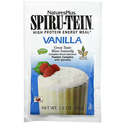 Nature's Plus Spiru-Tein, High Protein Energy Meal, Vanilla, 8 Packets, 1.2 oz (34 g) Each