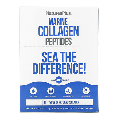 Nature's Plus Marine Collagen Peptides, 20 Stick Packets, 0.43 oz (12.2 g) Each