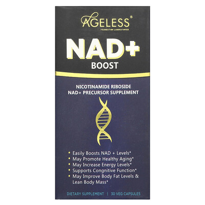 Product Image for Ageless Foundation Laboratories, NAD+ Boost, 30 Veg Capsules