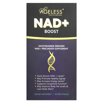 Product Image for Ageless Foundation Laboratories, NAD+ Boost, 90 Veg Capsules