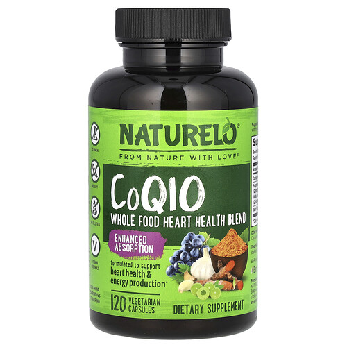 Naturelo CoQ10, Whole Food Heart Health Blend, 120 Vegetarian Capsules
