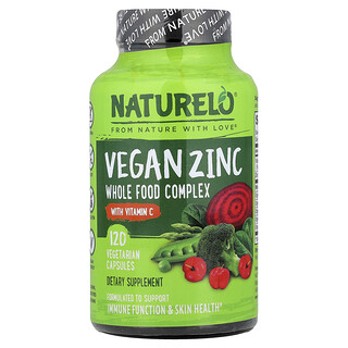 NATURELO, Vegan Zinc with Vitamin C, 120 Vegetarian Capsules
