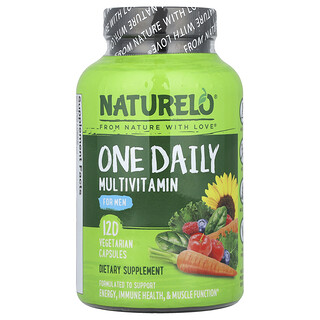 NATURELO, One Daily Multivitamin for Men, Multivitaminpräparat für Männer, 120 pflanzliche Kapseln
